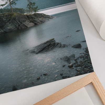 Premium stenski plakat Gore, jezero, megla, mir, harmonija, narava