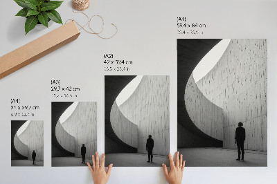 Eleganten plakat za dnevno sobo Ukrivljena arhitektura, enobarvni toni