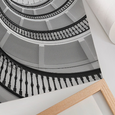 Umetniški tisk na platno Črno-belo spiralno stopnišče, moderno in elegantno