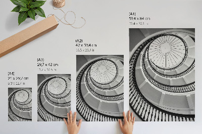 Umetniški tisk na platno Črno-belo spiralno stopnišče, moderno in elegantno