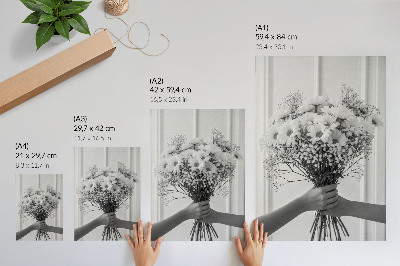 Eleganten plakat za dnevno sobo Nežno cvetje minimalizem eleganca subtilnost