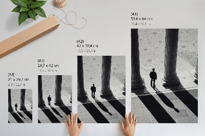 Plakat Senca stebrov v minimalistični arhitekturi