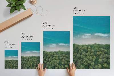 Eleganten plakat za dnevno sobo Plaža turkizna valovi palme harmonija mir