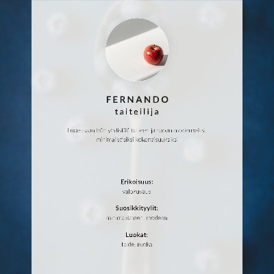 Eleganten plakat za dnevno sobo Borovnice na žlici na modrem ozadju, eleganca