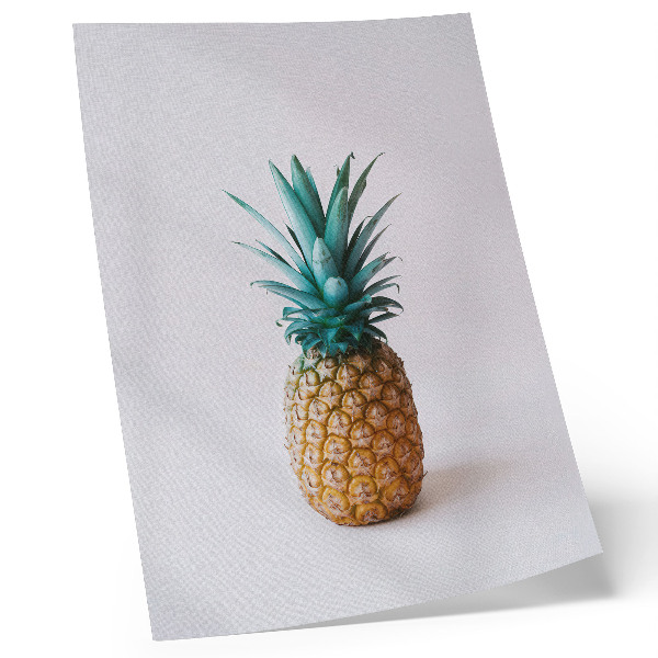 Plakat Ananas s turkiznimi listi na belem ozadju