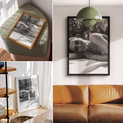 Premium stenski plakat Eleganten portret ženske v črno-beli tehniki