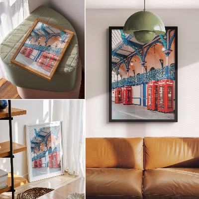 Eleganten plakat za dnevno sobo Rdeče kabine, eleganten prehod, bogati okraski