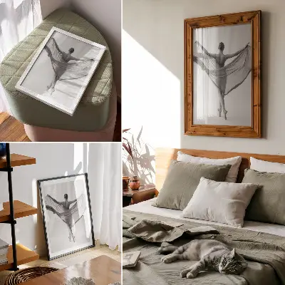 Umetniški tisk na platno črno-beli ples, eleganca gibanja in prefinjenost