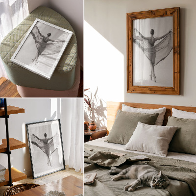 Umetniški tisk na platno Črno-beli ples, eleganca gibanja, prefinjenost