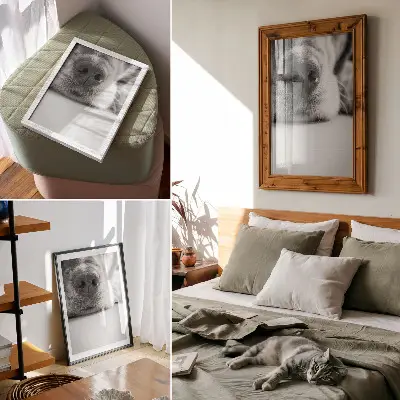 Eleganten plakat za dnevno sobo minimalistična črno-bela fotografija pasjega kožuha od blizu