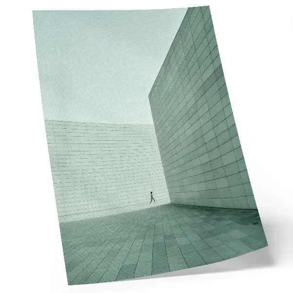 Umetniški tisk na platno sive geometrijske figure v minimalističnem slogu