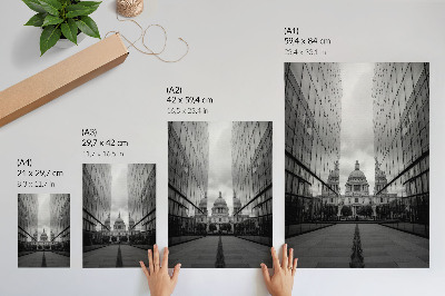 Eleganten plakat za dnevno sobo Simetrija moderne in klasične arhitekture