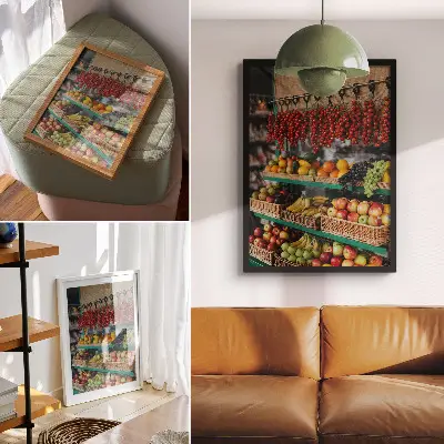 Plakat barvito sadje, vonj tradicije in vzdušje narave