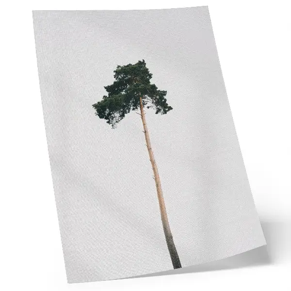 Eleganten plakat za dnevno sobo osamljeno drevo v minimalističnem slogu na svetlem ozadju