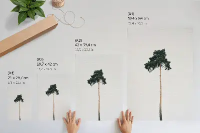 Eleganten plakat za dnevno sobo osamljeno drevo v minimalističnem slogu na svetlem ozadju