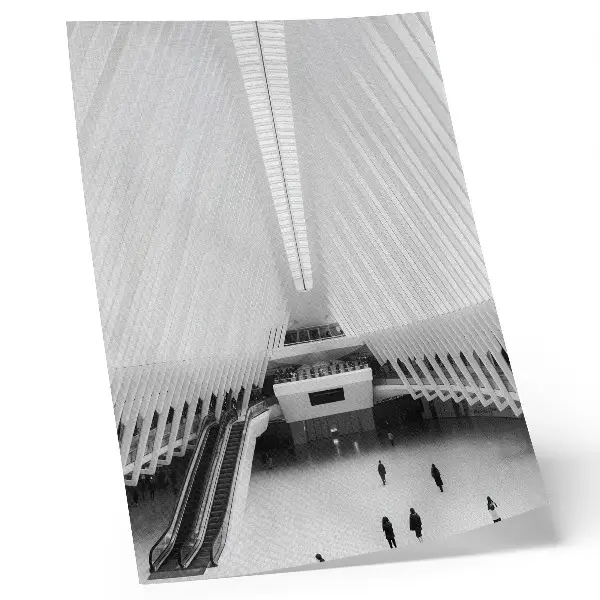 Plakat notranjost z modernimi linijami v minimalistični dinamični kompoziciji
