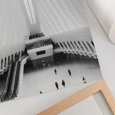 Plakat notranjost z modernimi linijami v minimalistični dinamični kompoziciji