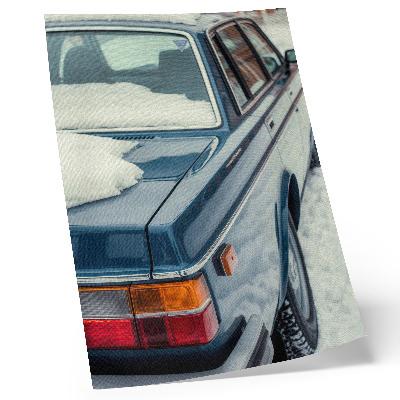 Premium stenski plakat Retro avto v snežno modrem belem ozadju