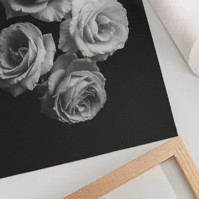 Eleganten plakat za dnevno sobo z motivom minimalističnih črno-belih vrtnic v klasičnem slogu