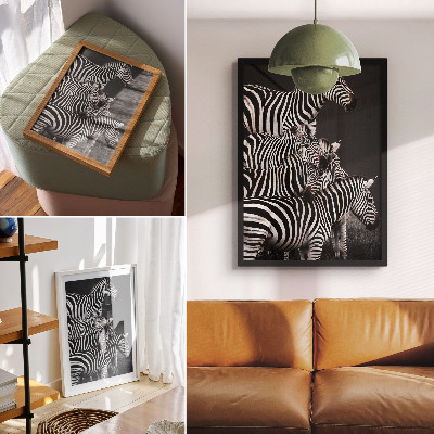 Eleganten plakat za dnevno sobo Zebra v kontrastnih črno-belih navpičnih črtah