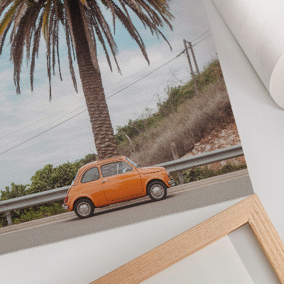 Plakat Palma, retro avto, narava, brezskrbna