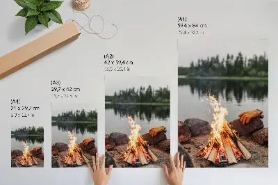 Plakat kres ob jezeru v gozdu med kamni