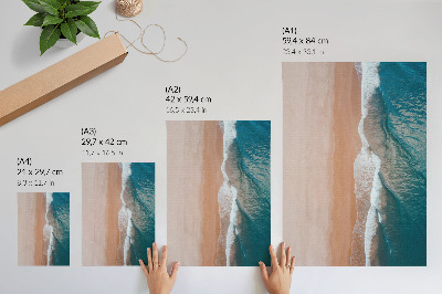 Eleganten plakat za dnevno sobo Minimalistično srečanje oceanskih valov s plažo