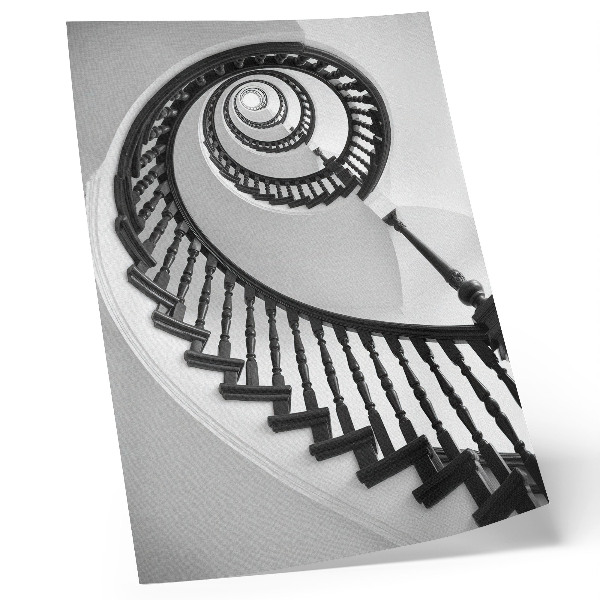 Umetniški tisk na platno Spiralno stopnišče črno-bela eleganca modernost