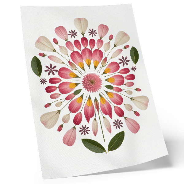 Plakat Cvetlična mandala simetrija roza krem zelena