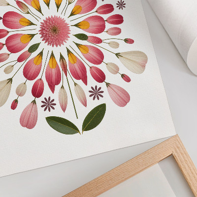 Plakat Cvetlična mandala simetrija roza krem ​​zelena