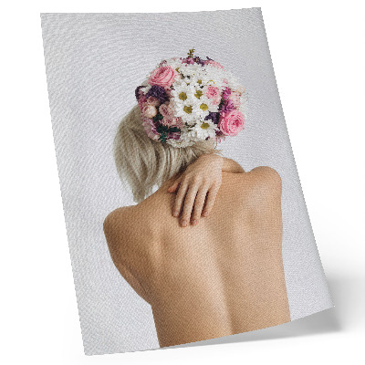 Eleganten plakat za dnevno sobo Cvetlični aranžma na ženskih laseh