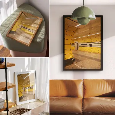 Plakat svetli dinamični vzorci s futurističnim in harmoničnim prostorom