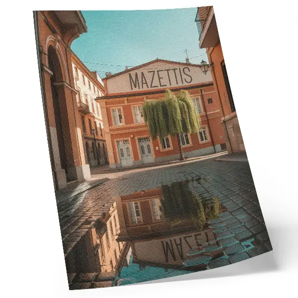 Stenski plakat Premium odsev tople urbane arhitekture
