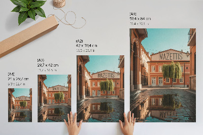 Premium stenski plakat Tople barve urbane arhitekture odsev