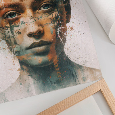 Premium stenski plakat Portret ženske s tropskimi motivi