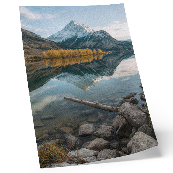 Premium stenski plakat Gore, jezero, drevesa, odsev, mir, narava