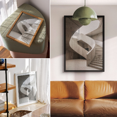 Premium stenski plakat Moderno spiralno stopnišče v elegantni notranjosti