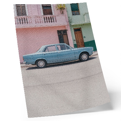 Umetniški tisk na platno Klasični avtomobili pastelne stavbe retro čar