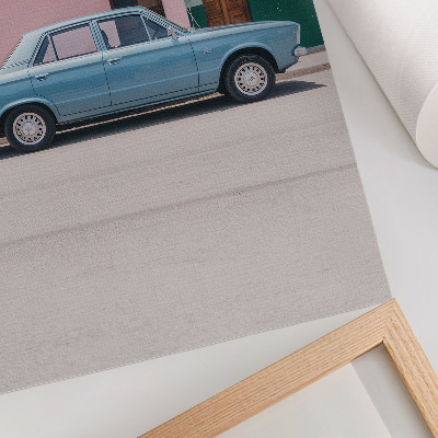 Umetniški tisk na platno Klasični avtomobili pastelne stavbe retro čar