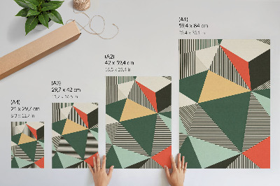 Eleganten plakat za dnevno sobo Različni trikotniki in črte v močnih odtenkih