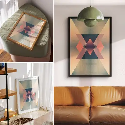 Stenski plakat geometrijske oblike v elegantnih pastelnih barvah