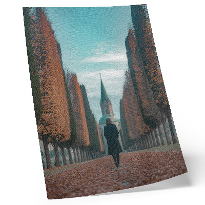 Premium stenski plakat Ulica, ki vodi do zgodovinske cerkve