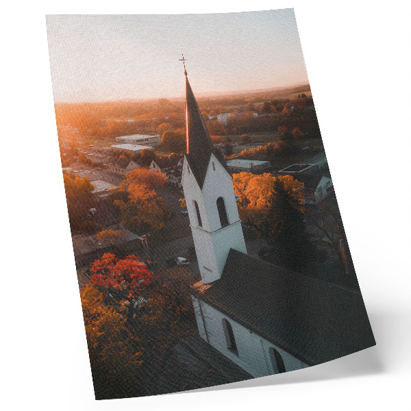 Plakat Jesensko podnebje mesto sončni zahod harmonija