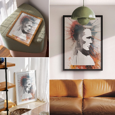 Premium stenski plakat Profil obraza, dinamične linije, moderno