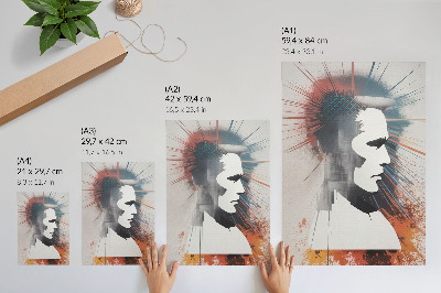 Premium stenski plakat Profil obraza, dinamične linije, moderno