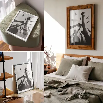 Minimalističen plakat Roke gor elegantna dekoracija za dnevno sobo