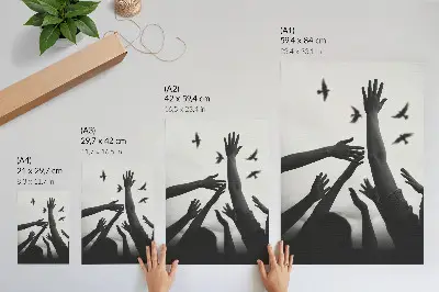 Minimalističen plakat Roke gor elegantna dekoracija za dnevno sobo