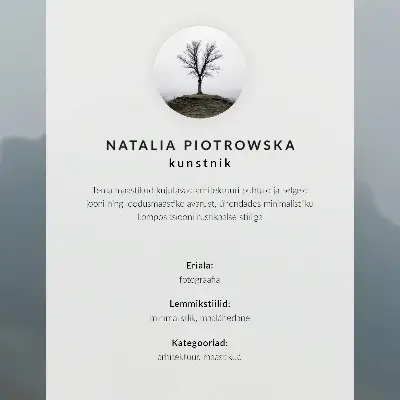 Plakat rumena hiša v meglenih gorah z mirnim vzdušjem