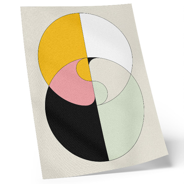 Eleganten plakat za dnevno sobo Geometrijski krogi v kontrastnih barvah minimalističnega sloga