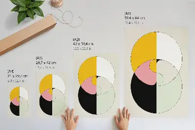 Geometrijski plakat s krogi v kontrastnih barvah minimalističen slog za dnevno sobo